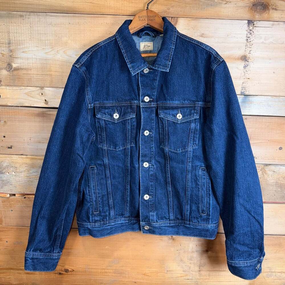 J.Crew Denim Trucker Jacket Size L Dark Wash Cotton